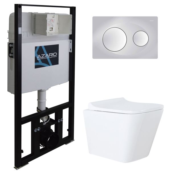 Сет AZARIO Teramo AZ-8010-1000+AZ-8200-0010+AZ-0052 инсталляция + унитаз Teramo (квадратный) с быстросъемным сидением микролифт + клавиша смыва хром матовый Сет AZARIO Teramo AZ-8010-1000+AZ-8200-0010+AZ-0052 инсталляция + унитаз Teramo (квадратный) с быстросъемным сидением микролифт + клавиша смыва хром матовый