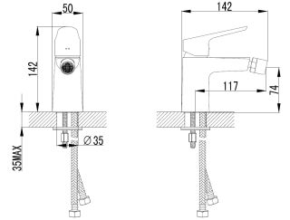 Смеситель для биде AZARIO CAMPO AZ-KX468275C керамический картридж Смеситель для биде AZARIO CAMPO AZ-KX468275C керамический картридж