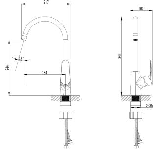 Смеситель для кухонной мойки AZARIO CAMPO AZ-KX568275С керамический картридж Смеситель для кухонной мойки AZARIO CAMPO AZ-KX568275С керамический картридж