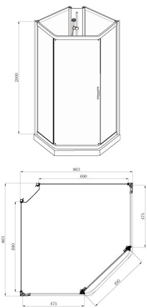 Душевая кабина AZARIO DENVER AZ-N10806 900 GREY Душевая кабина AZARIO DENVER AZ-N10806 900 GREY
