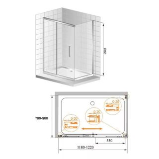 Душевое ограждение Azario ALTON AZ-NAC1131 L 1200 Душевое ограждение Azario ALTON AZ-NAC1131 L 1200