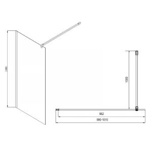 Душевая перегородка Azario CHICAGO AZ-NAR6310 1000 Black Walk-in 1000x1950
