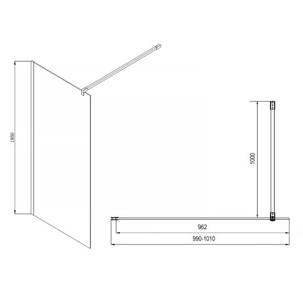 Душевая перегородка Azario CHICAGO AZ-NAR6310 1000 Black Walk-in 1000x1950