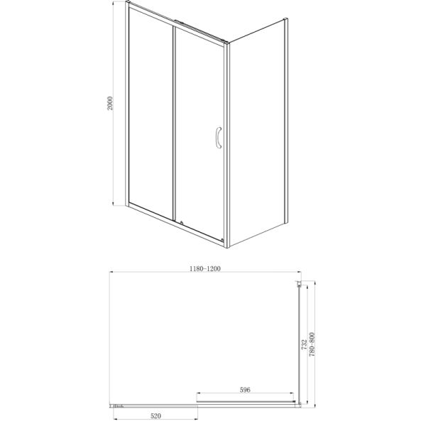 Душевое ограждение AZARIO MILTON AZ-ND1131 L 1200 Душевое ограждение AZARIO MILTON AZ-ND1131 L 1200