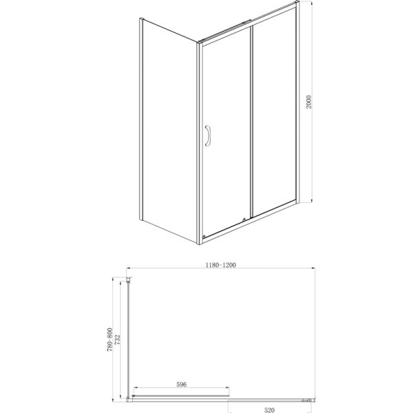 Душевое ограждение AZARIO MILTON AZ-ND1131-R 1200 BLACK 1200х800х2000 Душевое ограждение AZARIO MILTON AZ-ND1131-R 1200 BLACK 1200х800х2000