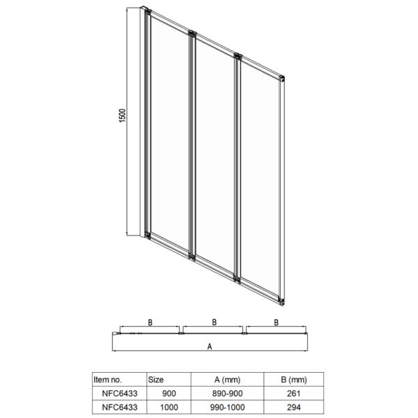 Шторка для ванны AZARIO PRESTON AZ-NFC6433 900
