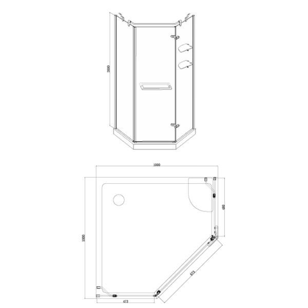 Душевое ограждение Azario MONTREAL AZ-NWG3231 1000 R GOLD