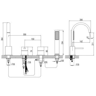Смеситель на борт ванны Azario DELICATE AZ-QA28173PA-0307APA Смеситель на борт ванны Azario DELICATE AZ-QA28173PA-0307APA