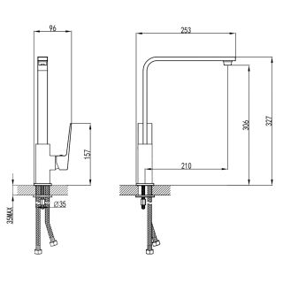 Смеситель для кухонной мойки Azario EDDIE AZ-VBH568080PA керамический картридж Смеситель для кухонной мойки Azario EDDIE AZ-VBH568080PA керамический картридж