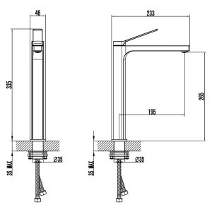 Смеситель для раковины-чаши Azario VISE AZ-VQQ168R30C