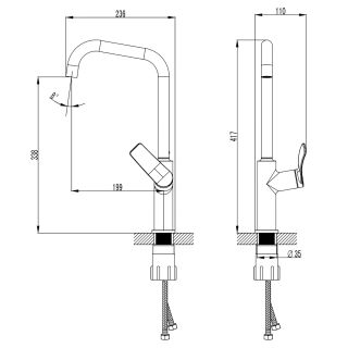 Смеситель для кухонной мойки Azario ABILITY AZ-VQR568073PA  высокий излив Смеситель для кухонной мойки Azario ABILITY AZ-VQR568073PA  высокий излив