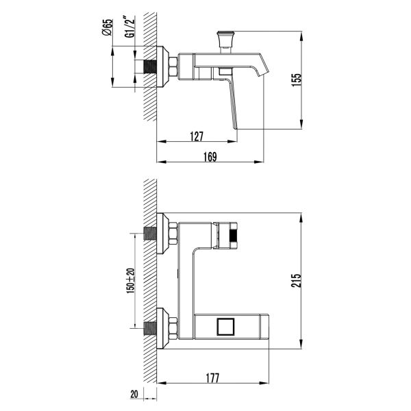 Смеситель для ванны и душа Azario EXQUISITE AZ-VSN238340C
