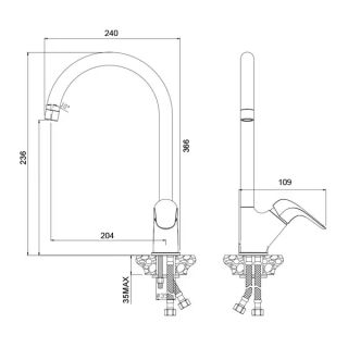 Смеситель для кухонной мойки AZARIO EVORA AZ-WKE56266C  керамический картридж Смеситель для кухонной мойки AZARIO EVORA AZ-WKE56266C  керамический картридж