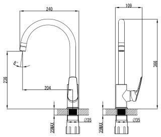 Смеситель для кухонной мойки AZARIO TAVIRA AZ-WKE56411C-X63 керамический картридж Смеситель для кухонной мойки AZARIO TAVIRA AZ-WKE56411C-X63 керамический картридж