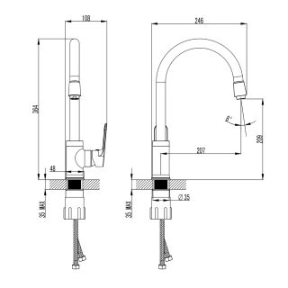 Смеситель для кухонной мойки Azario ELVIS AZ-WWK568155C поворотный излив Смеситель для кухонной мойки Azario ELVIS AZ-WWK568155C поворотный излив