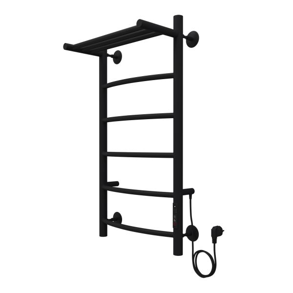 Полотенцесушитель электрический AZARIO VERONA AZ04848PB 400/800 5 секций, с полкой, тен справа, черный Полотенцесушитель электрический AZARIO VERONA AZ04848PB 400/800 5 секций, с полкой, тен справа, черный
