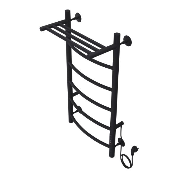 Полотенцесушитель электрический AZARIO VERONA AZ04848PB 400/800 5 секций, с полкой, тен справа, черный Полотенцесушитель электрический AZARIO VERONA AZ04848PB 400/800 5 секций, с полкой, тен справа, черный