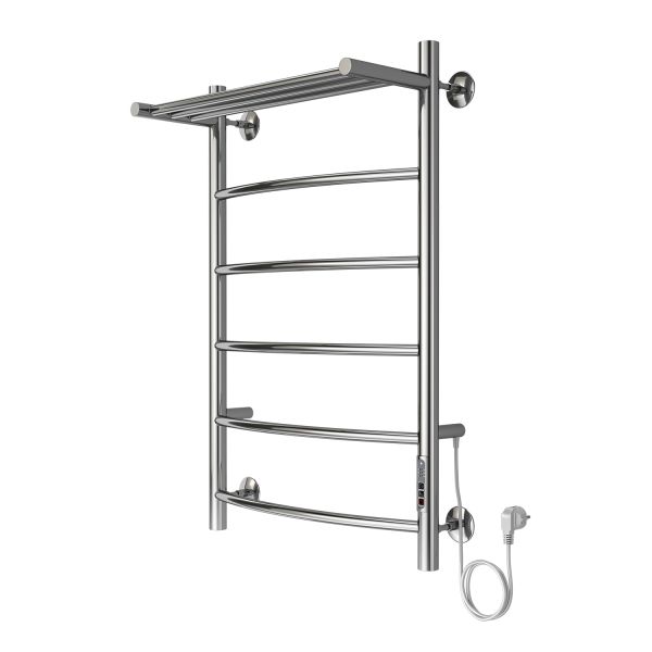 Полотенцесушитель электрический AZARIO VERONA AZ04858P 500/800 5 секций, с полкой, диммер справа, хром