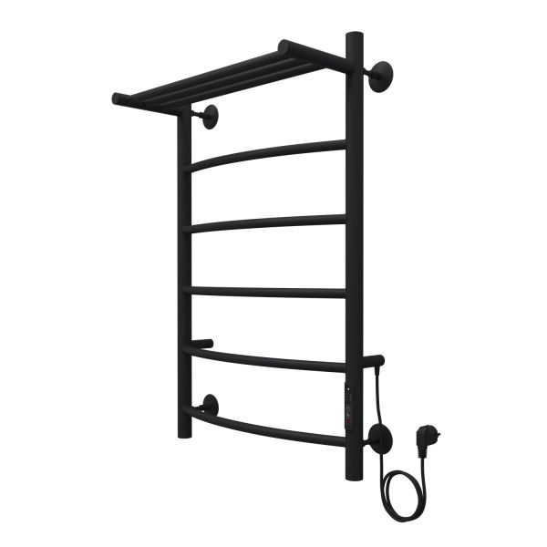 Полотенцесушитель электрический AZARIO VERONA AZ04858PB 500/800 5 секций, с полкой, тен справа, черный Полотенцесушитель электрический AZARIO VERONA AZ04858PB 500/800 5 секций, с полкой, тен справа, черный