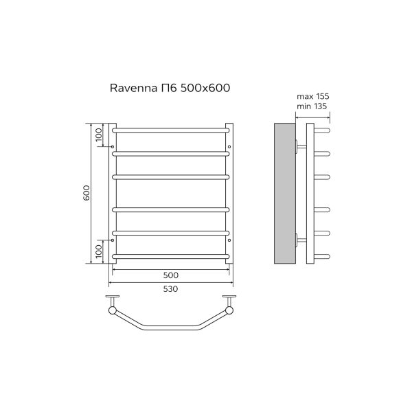 Полотенцесушитель водяной AZARIO RAVENNA AZ07156 500/600 6 секций, нижнее/диагональное подключение, 1/2, хром Полотенцесушитель водяной AZARIO RAVENNA AZ07156 500/600 6 секций, нижнее/диагональное подключение, 1/2, хром