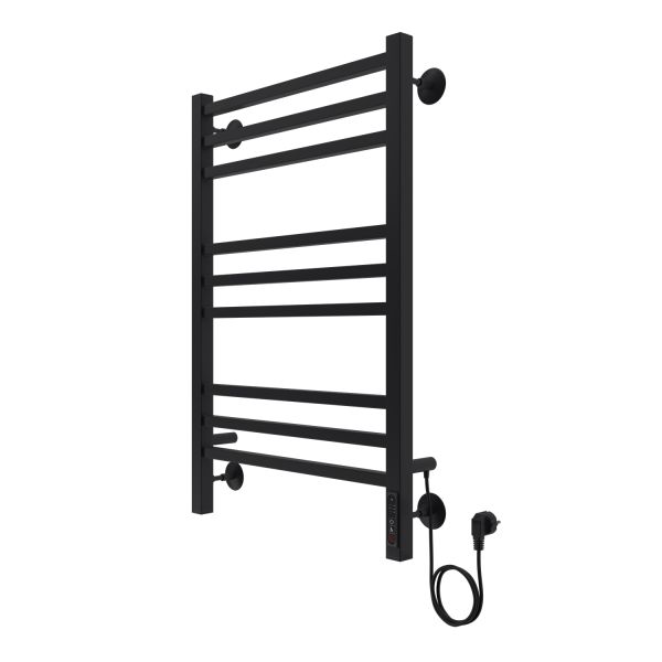 Полотенцесушитель электрический AZARIO ANCONA AZ71858B 500/800 квадрат, 9 секций, диммер справа, черный