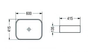 Раковина накладная Azario 60х41.5х13.5 фаянс, цвет Черный матовый (AZ78326MB)