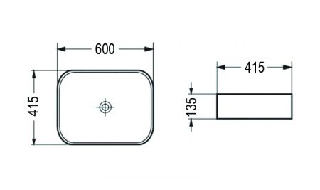 Раковина накладная Azario 60х41.5х13.5 фаянс, цвет Черный матовый (AZ78326MB)