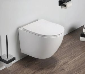 Унитаз подвесной Azario Grado AZ-0046 SP безободковый в комплекте с сидением микролифт, белый 490х370х370