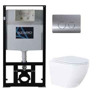 Сет AZARIO Grado AZ-8010-1000+AZ-8200-0084/AZ-P57-0120+AZ-0046N инсталляция с панелью смыва + с сидением микролифт +клавиша 0120, хром глянцевый