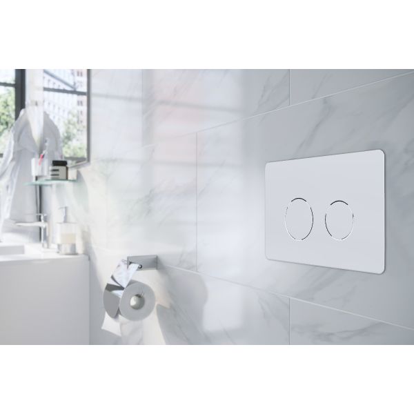 Кнопка смыва AZARIO KAPRIS AZ-8200-0085/AZ-P57-0130 двойная, круглая, цвет белый Кнопка смыва AZARIO KAPRIS AZ-8200-0085/AZ-P57-0130 двойная, круглая, цвет белый