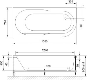 Гидромассажная ванна Royal Bath Azur De Luxe 140x80см левая белый RB614200DL-L
