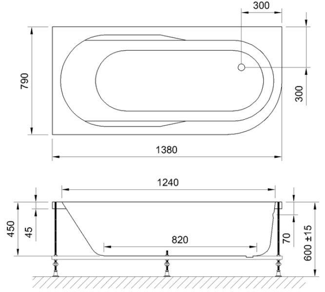 Акриловая ванна Royal Bath Azur левая 140x80см белый RB614200L