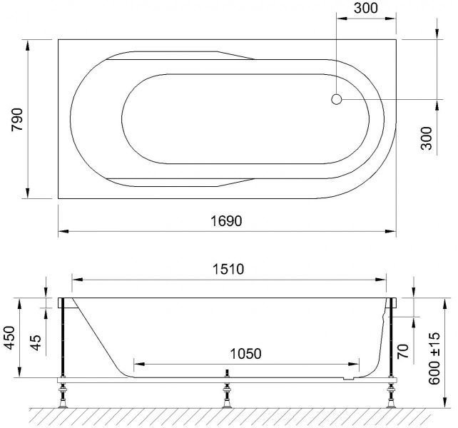 Гидромассажная ванна Royal Bath Azur De Luxe 170x80см левая белый RB614203DL-L