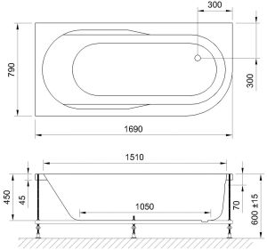 Гидромассажная ванна Royal Bath Azur Standart 170x80см левая белый RB614203ST-L