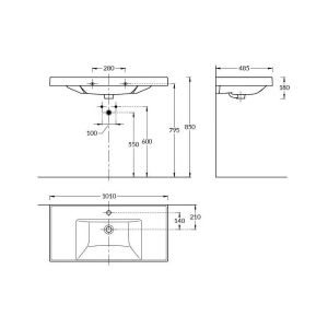 Тумба под раковину La Fenice Cubo TWIN FNC-01-CUB-G-100-2 97.6 см