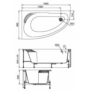 Акриловая ванна Roca Merida 170х100 ZRU9302993 правая