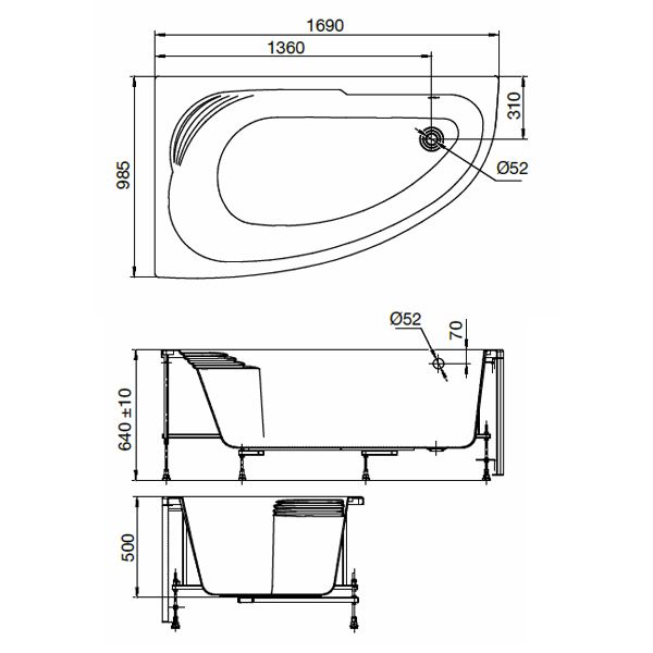 Акриловая ванна Roca Merida 170х100 ZRU9302993 правая