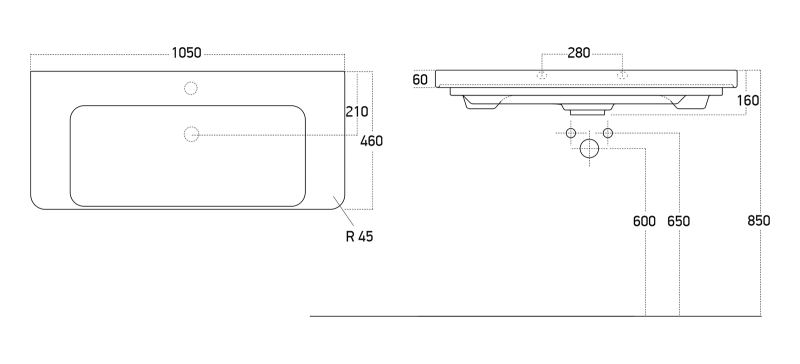 Подвесная тумба под раковину Brevita Victory 105 УТ000025791 серый