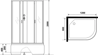 Душевая кабина Niagara Classic 25101434LBKG 120x80 см профиль хром стекло тонированное