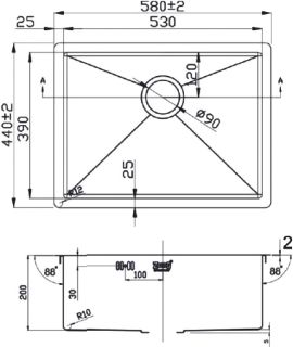 Мойка кухонная Zorg Light  GRAFIT ZL R 580440 GRAFIT