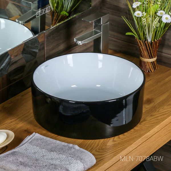 Накладная раковина Melana 7078ABW-805 41см чёрно-белый
