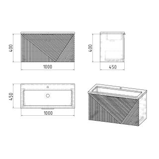 Тумба под раковину Grossman Блисс 1010048 100 см подвесная цвет графит