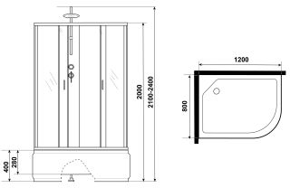 Душевая кабина Niagara NG-2510-14LBKT 120x80см серебро/тонированное