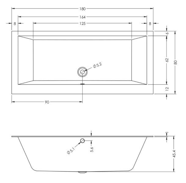 Акриловая ванна Riho Lugo Wall Velvet B159001105 180x80см белый матовый