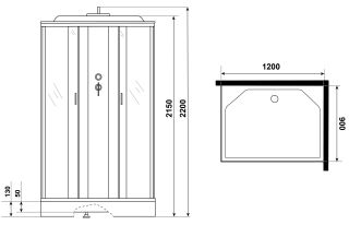 Душевая кабина Niagara NG-43295-14QG с гидромассажем 120x90см серебро/матовое