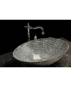 Раковина накладная Boheme серебро 815