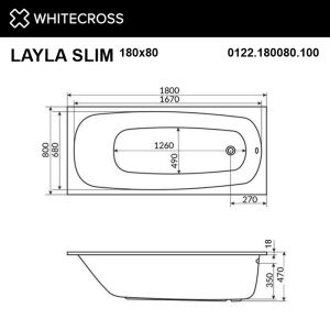 Гидромассажная ванна WHITECROSS Layla Slim 0122.180080.100.SOFT.CR 180x80 см Soft хром