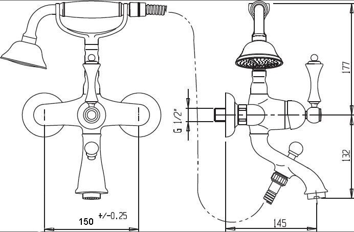 Смеситель на борт раковины, золото Cezares MARGOT-PBV-03/24-Bi