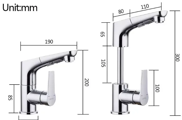 Смеситель для раковины с выдвижным изливом Gappo G1299 хром