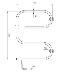Полотенцесушитель электрический Domoterm DMT 105-25 50x65 EK L хром